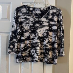 Chico's Monochrome Textured Long Sleeve Tee